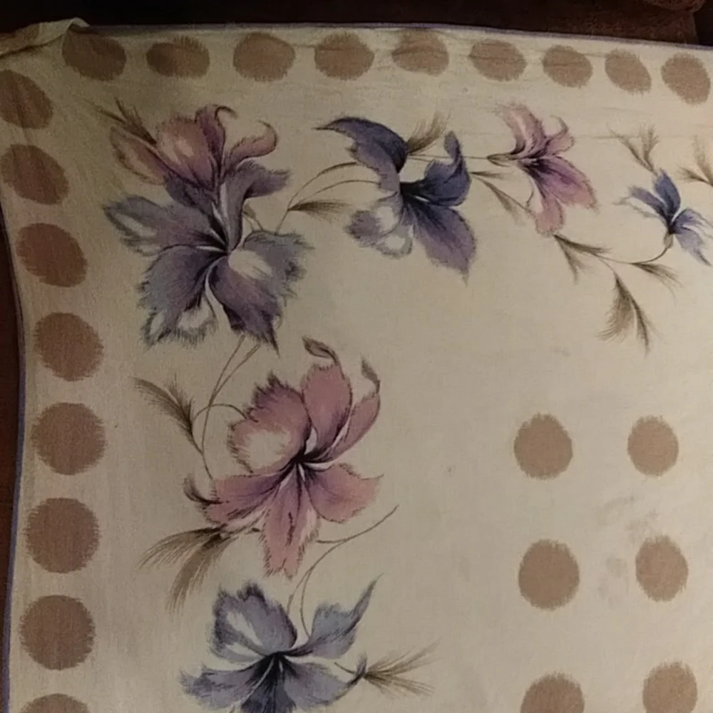 Vintage Floral Dotted Vibrant Scarf Beige Mauve Purple